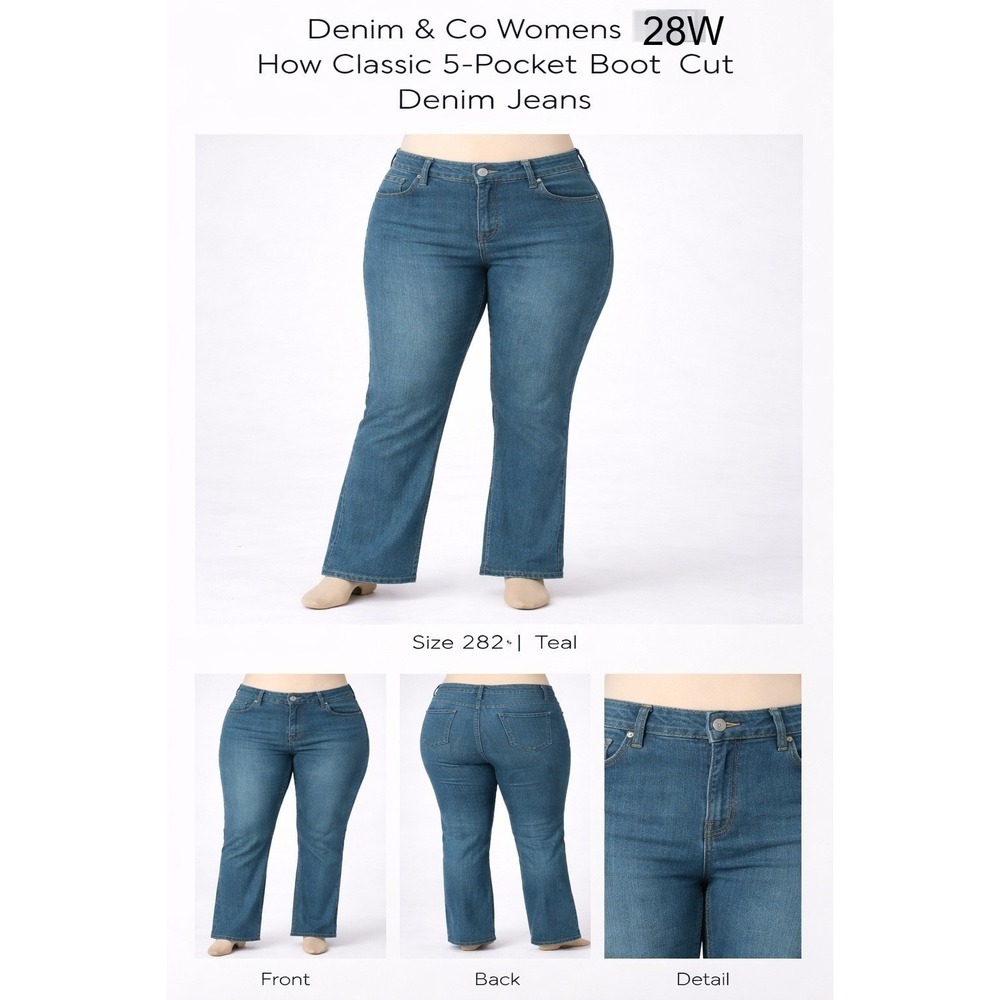 Denim & Co Womens 26W How Classic 5-Pocket Boot Cut Denim Jeans NWT